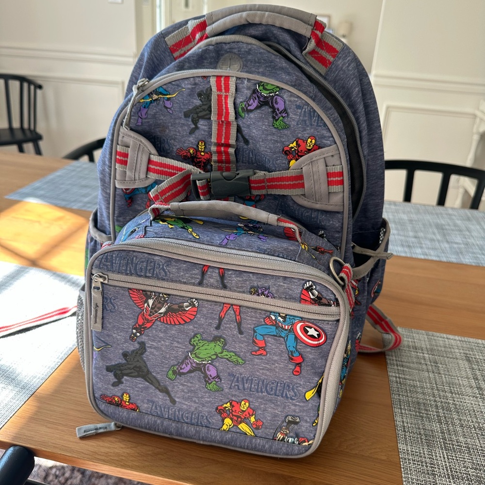 Marvel Avengers Kids Backpack and Lunchbox Set - Blue | Pottery Barn Kids